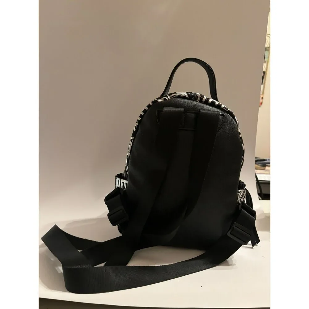 Juicy Couture Y2K Metallic Silver And Black Mini Backpack With Multi Pockets
